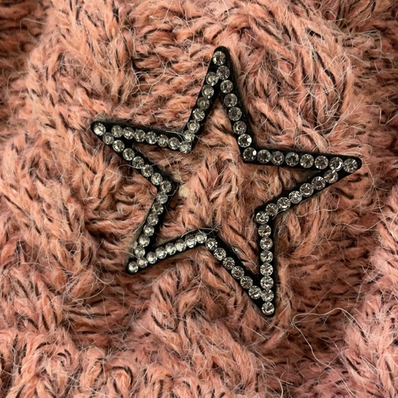 Giant Pink Pom Pom with Shiny Stars Beanie - Picture 2 of 6